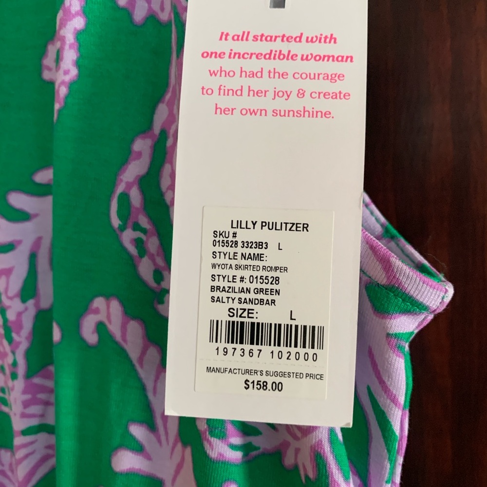 NWT Lilly Pulitzer L Large Wyota Romper Brazilian Green Salty Sandbar purple - Picture 3 of 3